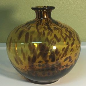 Handblown Brown & Gold Round Vase